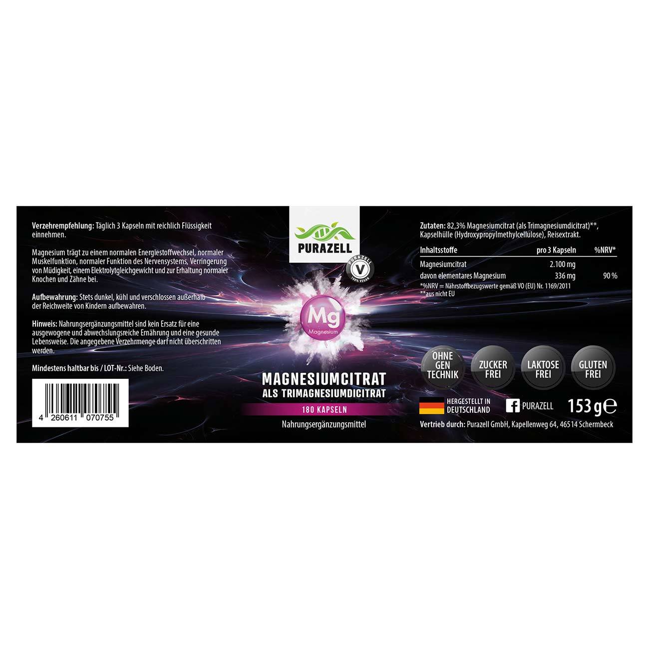 Magnesiumcitrat-Etikett