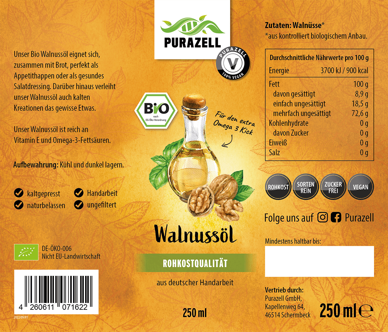 Bio-Walnussöl-Etikett