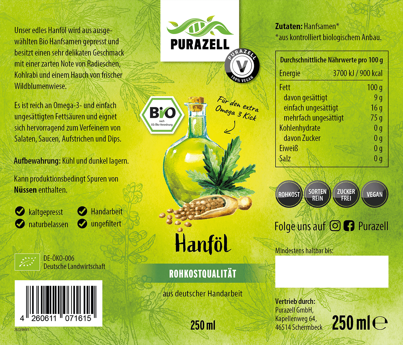 Bio-Hanföl-Etikett